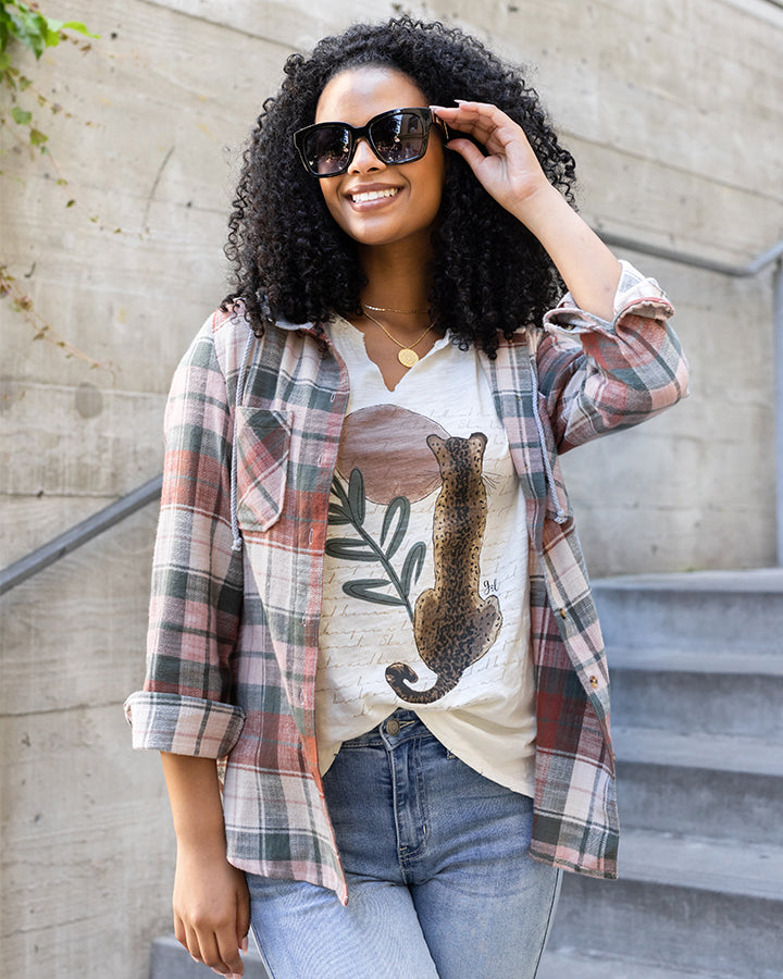 Notched Neck Washed & Worn Graphic Tee - FINAL SALE