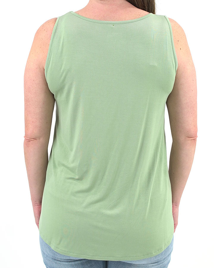 Perfect Pocket V-Neck Tank in Basil - FINAL SALE