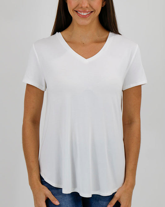 Perfect V-Neck Tee in White