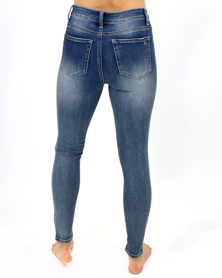 Plaid Patched Denim in Vintage Mid-Wash