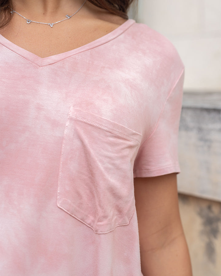 Perfect Pocket Tee in Washed Blush - FINAL SALE