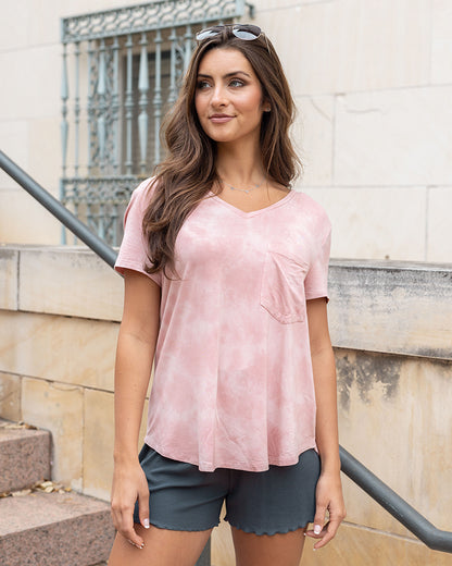 Perfect Pocket Tee in Washed Blush - FINAL SALE