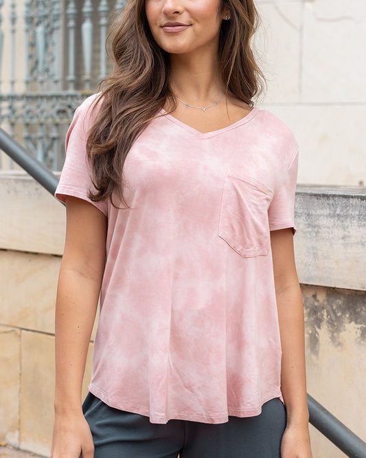 Perfect Pocket Tee in Washed Blush - FINAL SALE