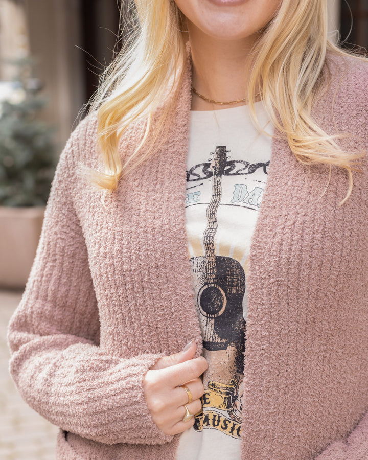 Ribbed Cloud Cardigan in Misty Rose