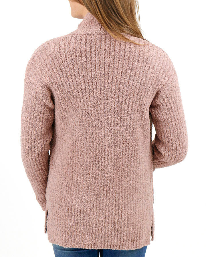 Ribbed Cloud Cardigan in Misty Rose