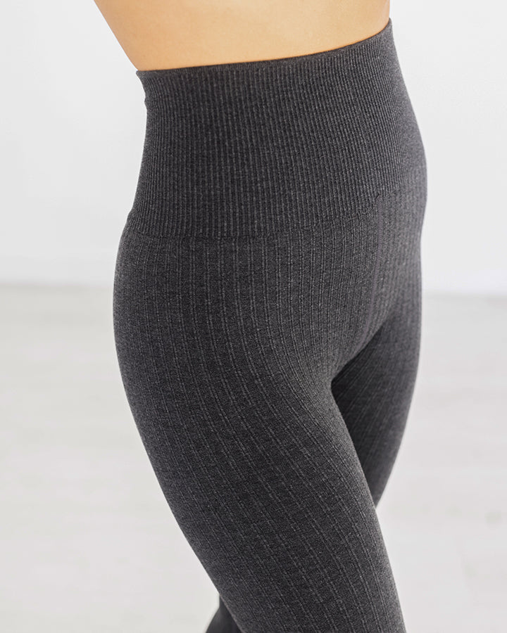 Perfect Fit Seamless Ribbed Leggings in Heathered Charcoal - FINAL SALE