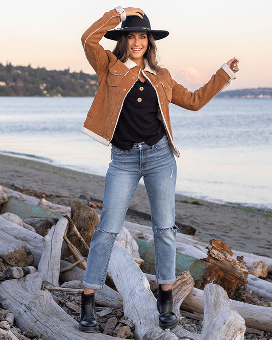 Sherpa Corded Jacket in Cognac