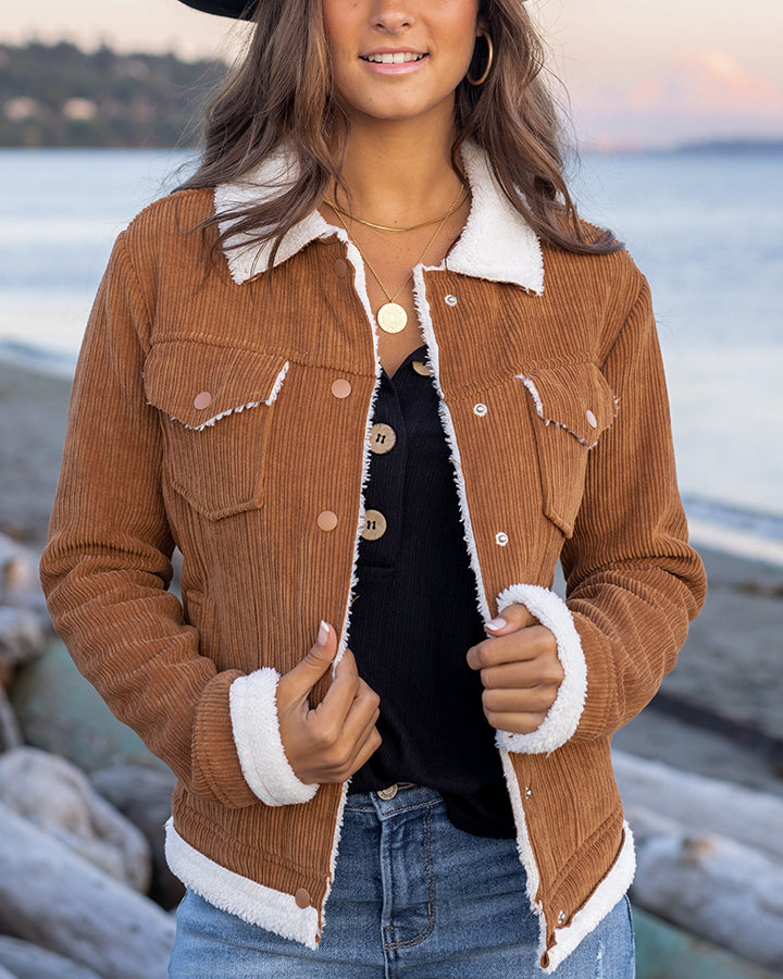 Brown Corduroy Trucker Lined Corduroy Jacket Womens Corduroy