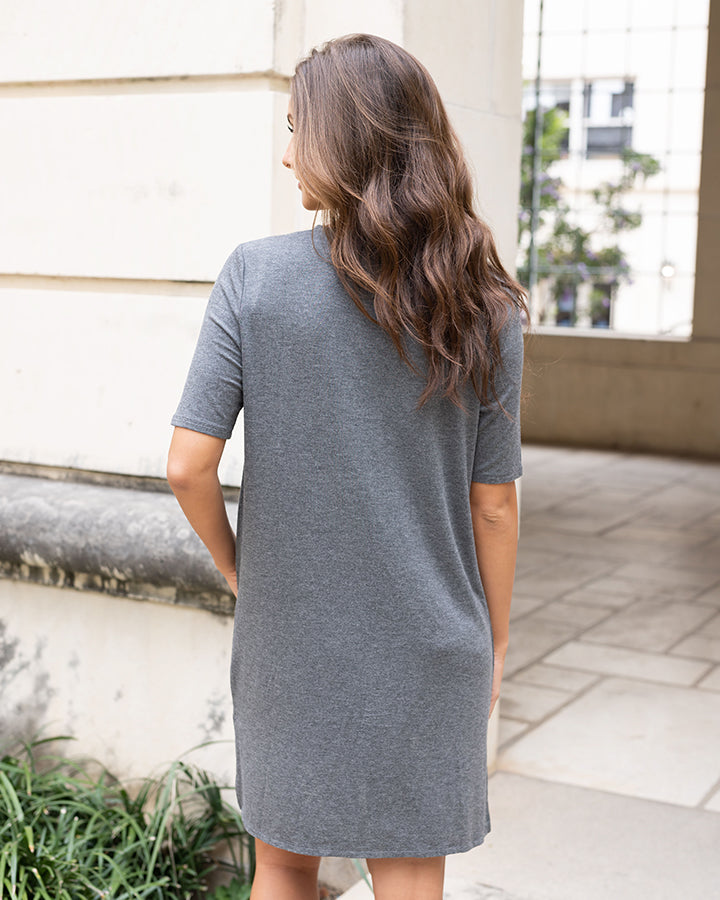 Short Sleeve Casual Day Cardigan in Heathered Charcoal - FINAL SALE