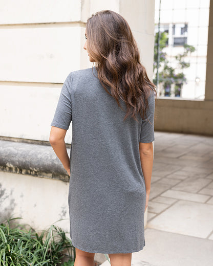 Short Sleeve Casual Day Cardigan in Heathered Charcoal - FINAL SALE