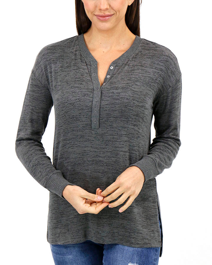 Snow Day Henley in Heathered Charcoal