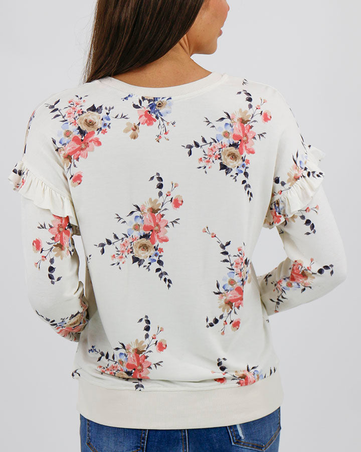 So Soft Ruffle Sleeve Pullover in Vintage Floral - FINAL SALE