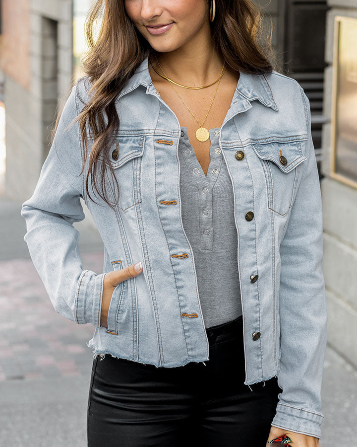 As-Is Soft Wash Denim Jacket in Light-Wash - FINAL SALE