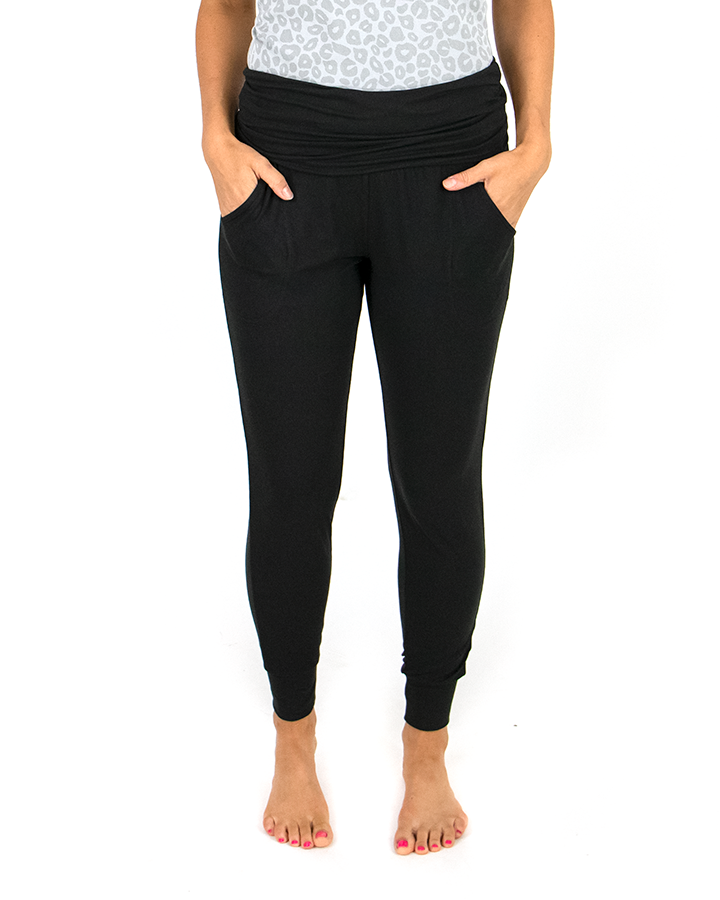 Foldover Waist Loggers in Black