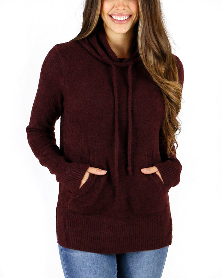 Bambü Hooded Cowl Pullover in Black