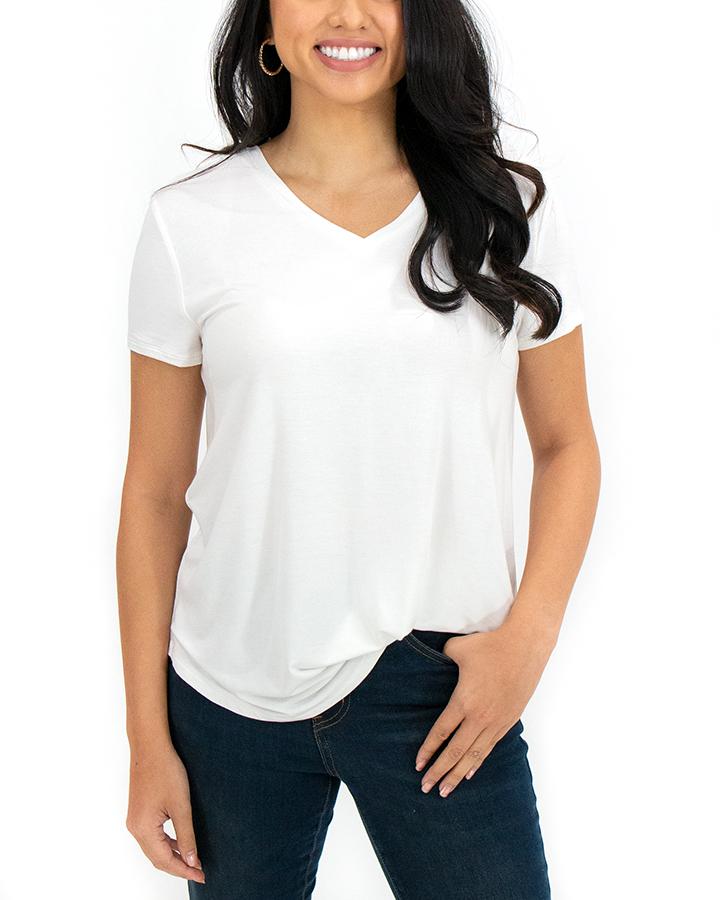 Perfect V-Neck Tee in Ivory