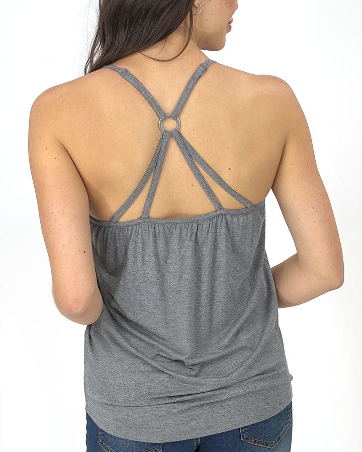 Strappy Sport Tank in Heathered Grey - FINAL SALE