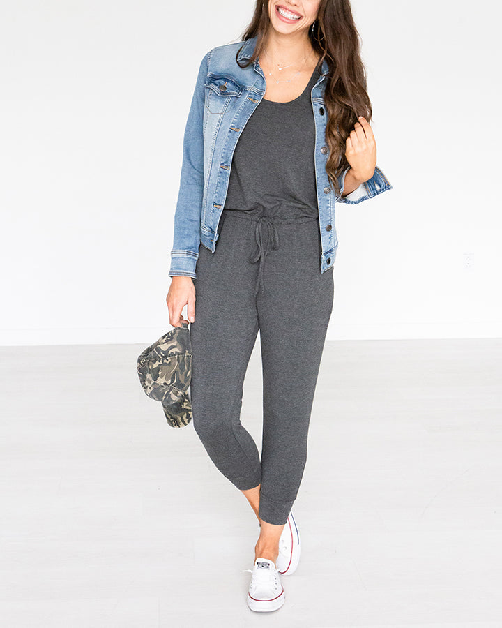 Tank Jumpsuit in Charcoal - FINAL SALE - Grace and Lace