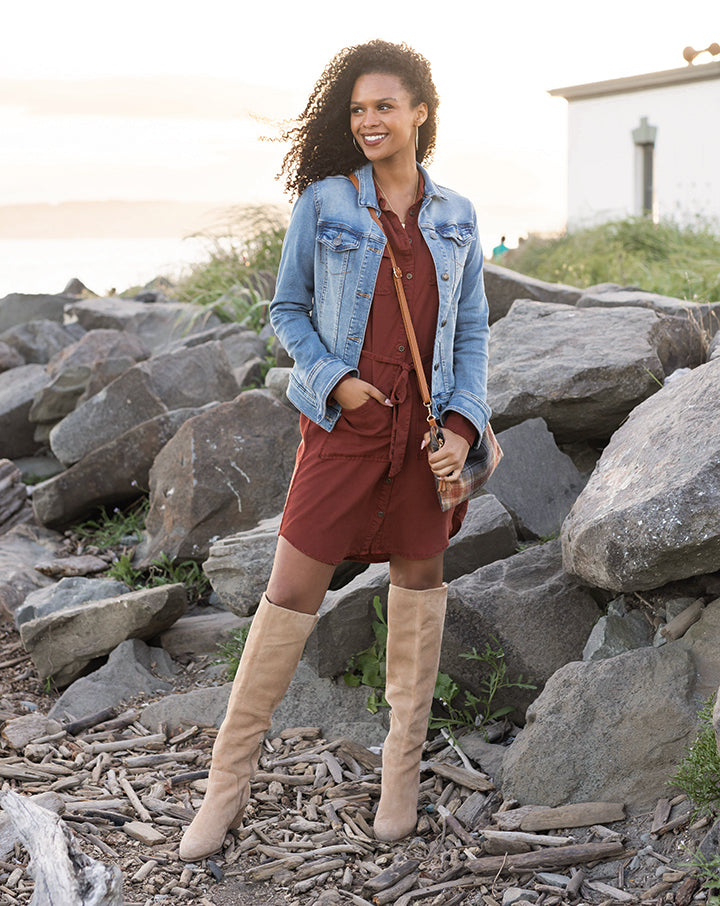 Tencel™ Lyocell Utility Dress in Auburn