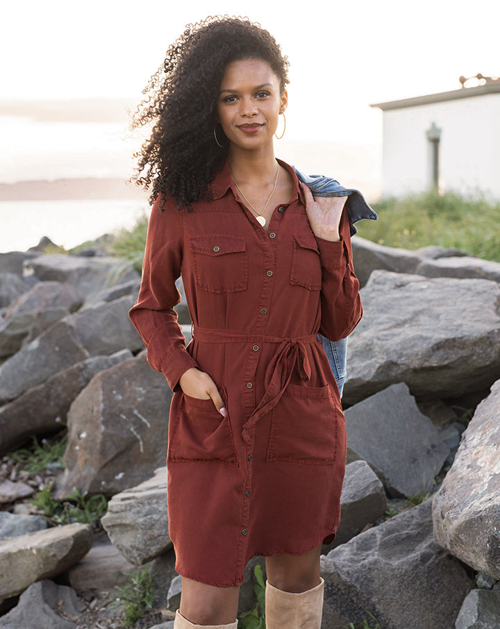 Tencel™ Lyocell Utility Dress in Auburn