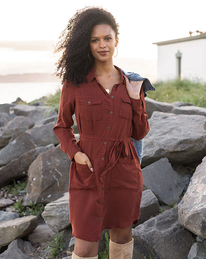 Tencel™ Lyocell Utility Dress in Auburn
