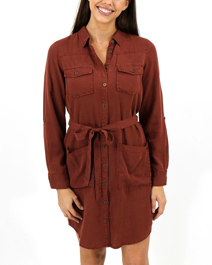 Tencel™ Lyocell Utility Dress in Auburn