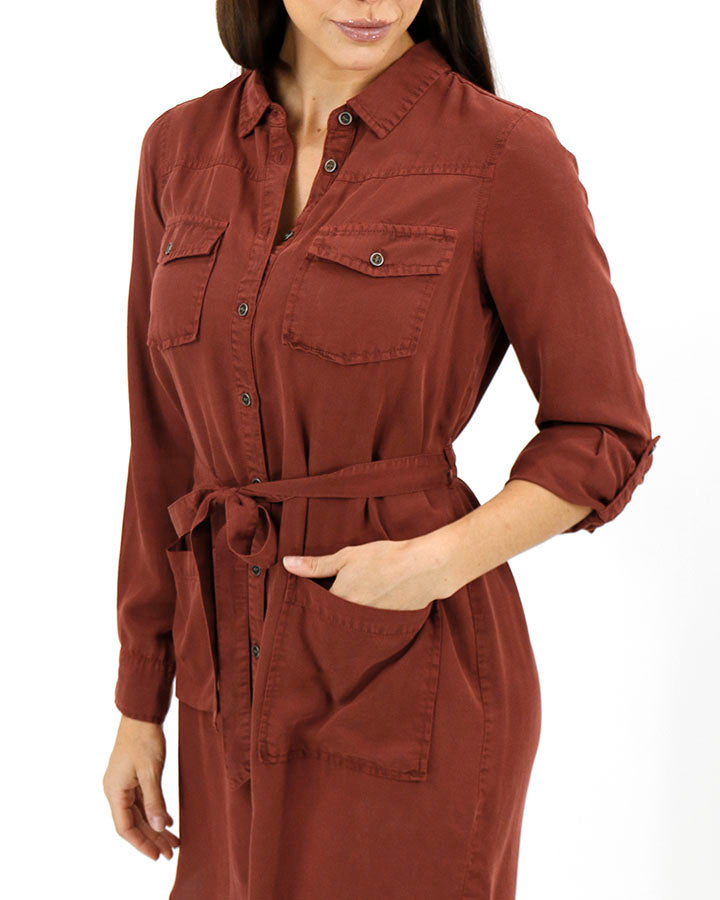 Tencel™ Lyocell Utility Dress in Auburn