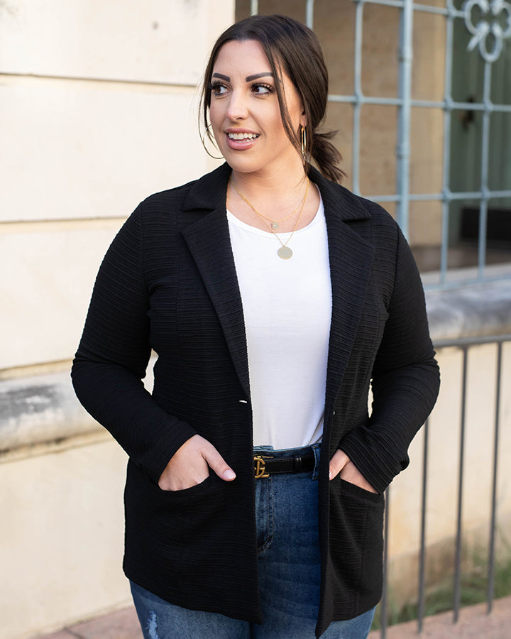 Textured Blazer in Black - FINAL SALE