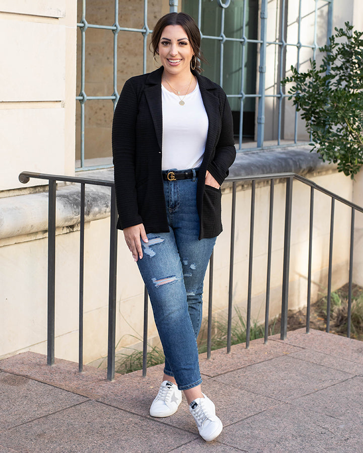 Textured Blazer in Black - FINAL SALE