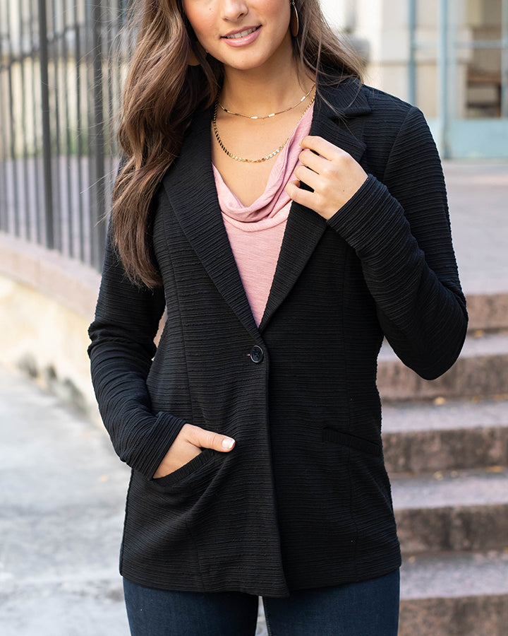 Textured Blazer in Black - FINAL SALE