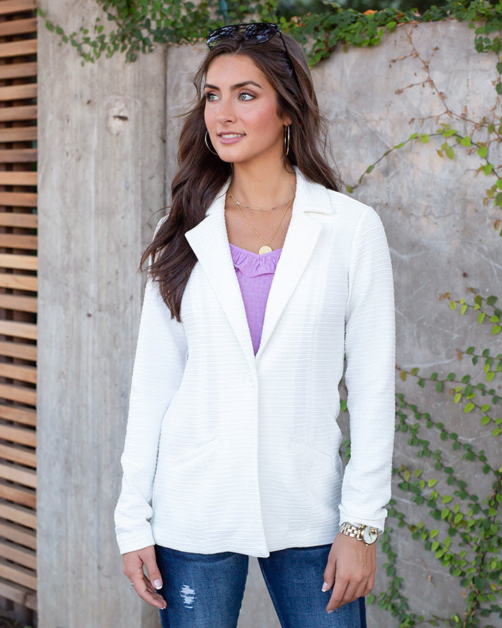 Textured Blazer in Ivory - FINAL SALE