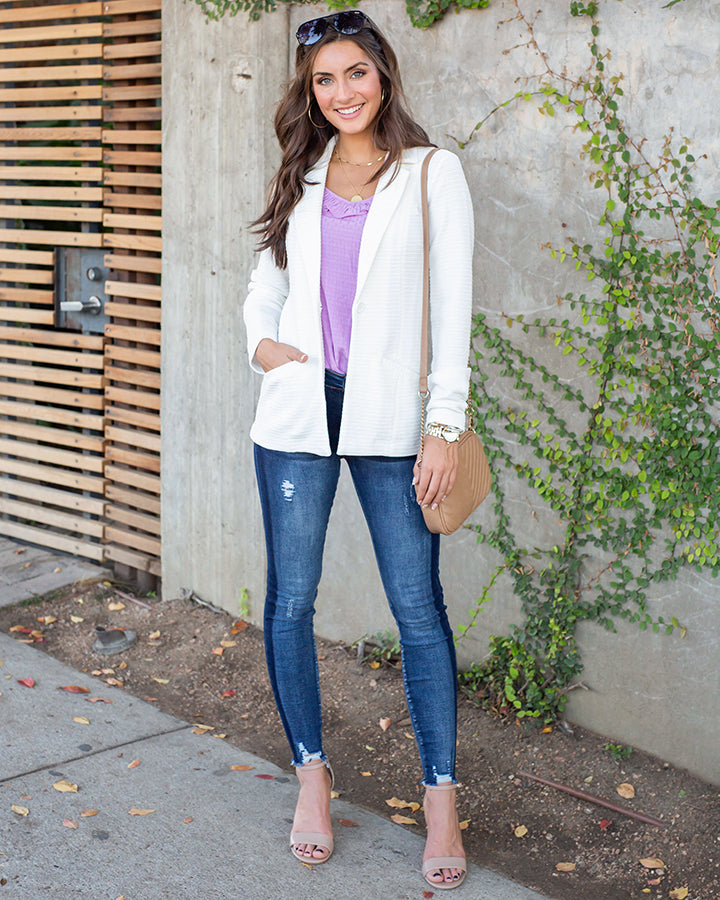 Textured Blazer in Ivory - FINAL SALE