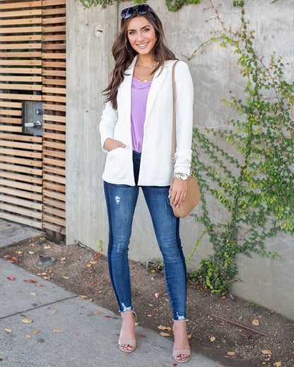 Textured Blazer in Ivory - FINAL SALE