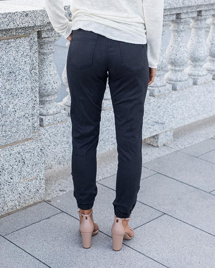 Sueded Twill Joggers in Vintage Black - FINAL SALE