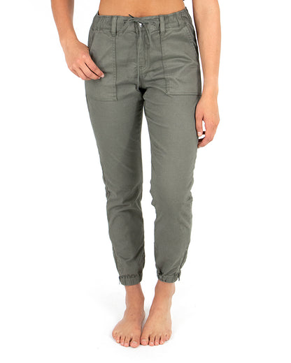 Sueded Twill Joggers in Olive - FINAL SALE