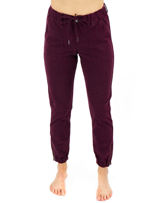 Sueded Twill Joggers in Wine - Grace and Lace