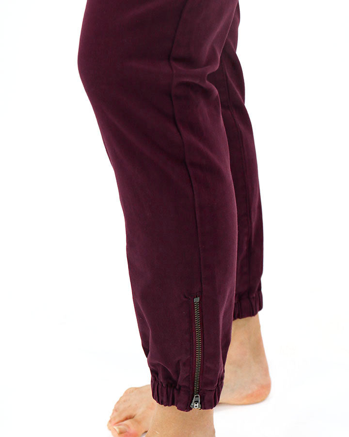 Sueded Twill Joggers in Wine Grace and Lace