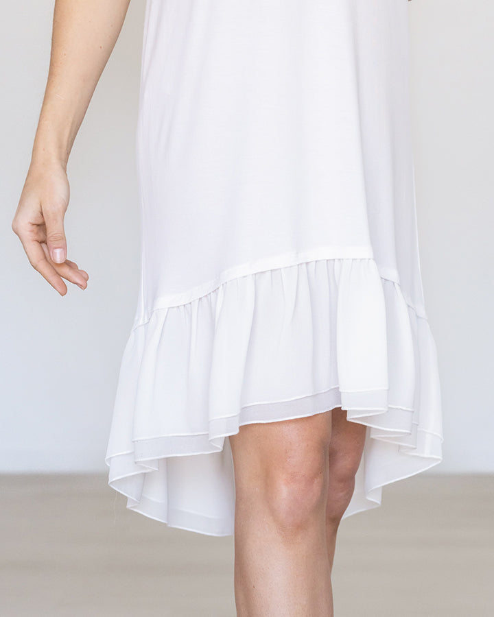 Two Tiered Chiffon Dress Extender in Ivory - FINAL SALE