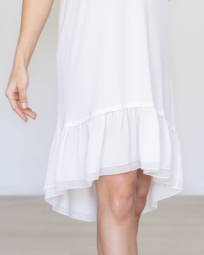 Two Tiered Chiffon Dress Extender in Ivory - FINAL SALE