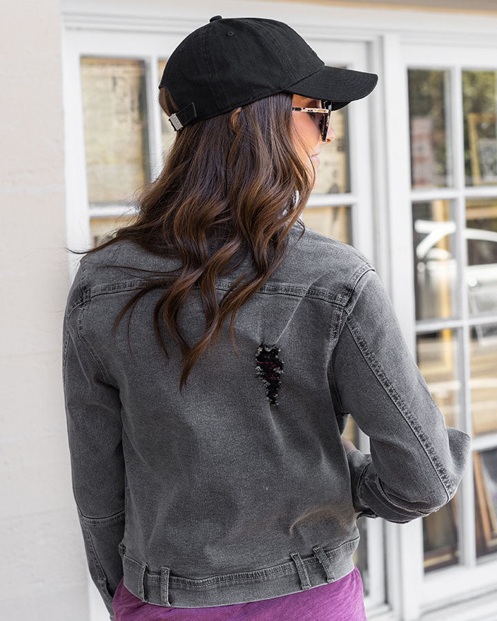 Vintage Denim Jacket in Washed Black - Grace and Lace