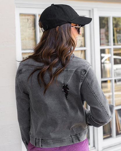 Vintage Denim Jacket in Washed Black